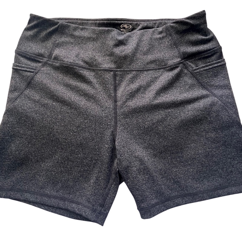 Athletic Works Womens Grey Heather High Waisted Bike Shorts with Pockets Size L